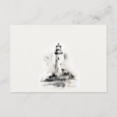 Schwarz-Weiß-Leuchtturm Küste Hochzeit Empfang Begleitkarte (Rückseite)