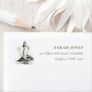 Schwarz-Weiß-Leuchtturm Nautical Sketch-Adresse