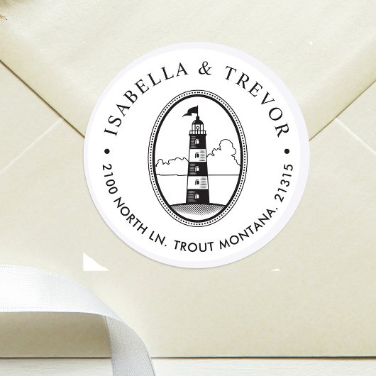 Schwarz-Weiß-Leuchtturm | Nautische Fragestellung Runder Aufkleber