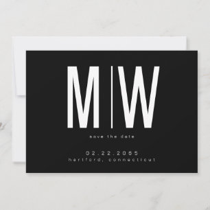 Schwarz-Weiß-Lg. Monogram Wedding Save the Date