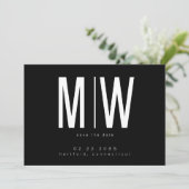 Schwarz-Weiß-Lg. Monogram Wedding Save the Date (Stehend Vorderseite)