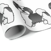 Schwarz-Weiß Lhasa Apso Cartoon Dog Muster Geschenkpapier (Rolleneckpunkt)