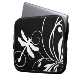 Schwarz-Weiß-Libelle Laptopschutzhülle (Vorderseite Links)