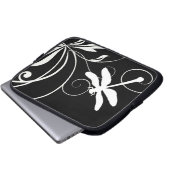 Schwarz-Weiß-Libelle Laptopschutzhülle (Vorne Knopf)