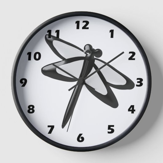 Schwarz-Weiß-Libelle Uhr (Vorderseite)