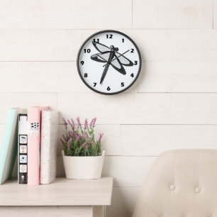 Schwarz-Weiß-Libelle Uhr