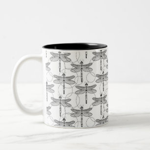 Schwarz-Weiß-Libelle Zweifarbige Tasse
