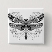 Schwarz-Weiß-Libellen-Button Button (Vorderseite)