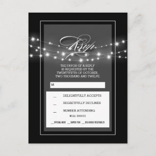 Schwarz-Weiß-Lichteffekte Hochzeit RSVP Einladungspostkarte