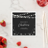 Schwarz & Weiß Lichter Frohe Weihnachtsfeier Serviette (Beispiel)