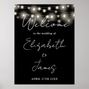 Schwarz-Weiß-Lichter Hochzeitssymbol Poster