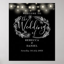 Schwarz-Weiß-Lichter Hochzeitssymbol Poster