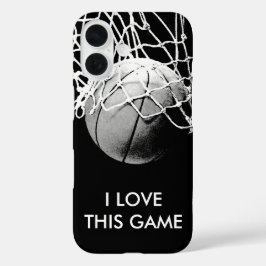 Schwarz-Weiß-Liebe Basketball iPhone 16 Hülle
