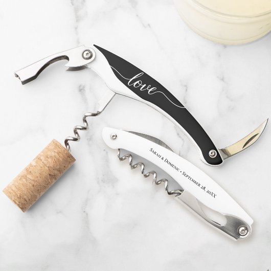 Schwarz-Weiß-Liebe Danke Gastgeschenk Hochzeit Kellnermesser