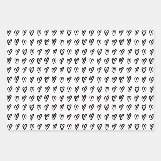 Schwarz-Weiß-Liebe für moderne Herzen Geschenkpapier Set (Vorderseite)