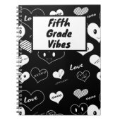 Schwarz-Weiß-Liebe Herz 5. Klasse Vibes Notizblock (Vorderseite)