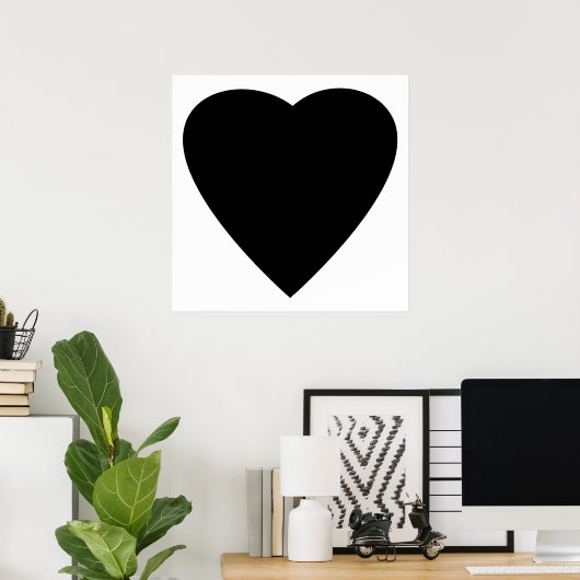 Schwarz-Weiß-Liebe Herzdesign. Poster (Heimbüro)