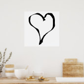 Schwarz-Weiß-Liebe Herzdesign. Poster (Küche)