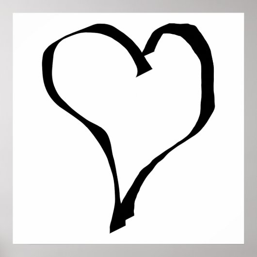Schwarz-Weiß-Liebe Herzdesign. Poster (Vorne)
