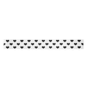 Schwarz-Weiß-Liebe-Herzdesign Satinband