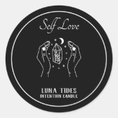 Schwarz-Weiß-Liebe-Intention-Candle-Label Runder Aufkleber (Vorderseite)