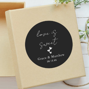 Schwarz & Weiß Liebe ist süße Hochzeitsgeschenke Runder Aufkleber