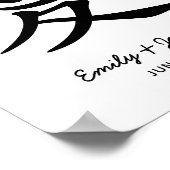 Schwarz-Weiß-Liebe-Kanji Hochzeit Poster (Ecke)