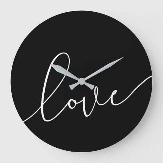Schwarz-Weiß-Liebe Minimalistisch Große Wanduhr (Vorderseite)