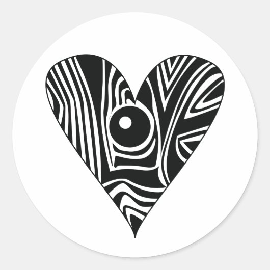 Schwarz-Weiß-LIEBE Runder Aufkleber (Vorderseite)