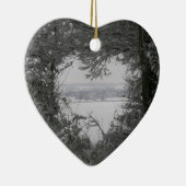 Schwarz-Weiß-Liebe Schnee Herzstück Foto Weihnacht Keramikornament (Rechts)