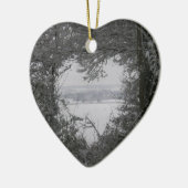Schwarz-Weiß-Liebe Schnee Herzstück Foto Weihnacht Keramikornament (Links)