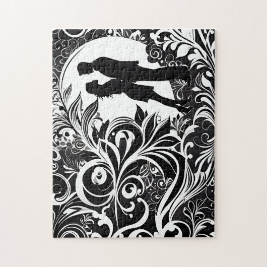 Schwarz-Weiß-Liebe: Silhouette Couple in einem Kus Puzzle (Vertikal)