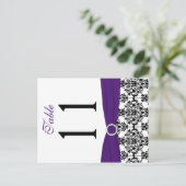 Schwarz, Weiß, Lila Damaske-Tischnummer Postkarte (Stehend Vorderseite)
