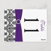 Schwarz, Weiß, Lila Damaske-Tischnummer Postkarte (Rückseite)
