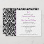 Schwarz, Weiß, Lila Damaskus Einladung zur Hochzei (Vorne/Hinten)