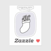 Schwarz-Weiß Lila Doodle Weihnachten Strumpf Aufkleber (Blatt)