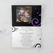 Schwarz-Weiß-Lila Drehwirbel - Einladung zur Hochz (Innenseite)