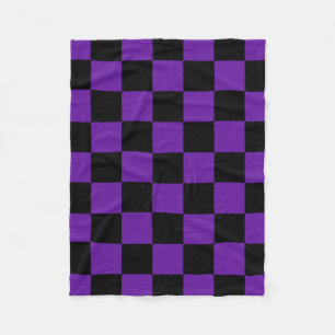 Schwarz-Weiß-Lila Quadrat-Muster Fleecedecke