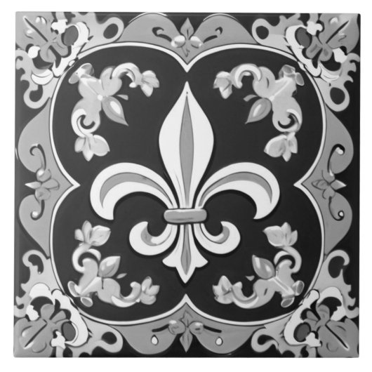 Schwarz-Weiß-Lilie Keramik Fliese (Vorderseite)