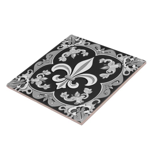 Schwarz-Weiß-Lilie Keramik Fliese (Seite)