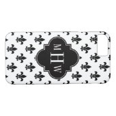 Schwarz-Weiß-Lilie Schwarz 3 Initialmonogramm Case-Mate iPhone Hülle (Rückseite (Horizontal))