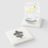 Schwarz-Weiß-Lilie Steinuntersetzer (Seitenansicht)