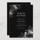 Schwarz-Weiß-Lilien-Brautparty Einladung (Vorne/Hinten)