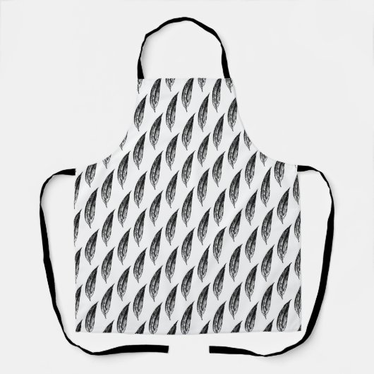 Schwarz-Weiß-Lilienblattdruck Schürze (Vorderseite)