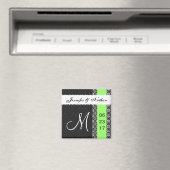 Schwarz-weiß Lime Green Damask Lace Wedding Magnet (In Situ (Geschirrspüler))