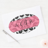 Schwarz, Weiß, Limone Lilie Damask Sticker (Umschlag)