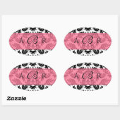 Schwarz, Weiß, Limone Lilie Damask Sticker (Blatt)
