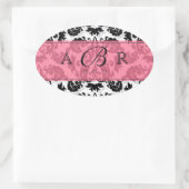 Schwarz, Weiß, Limone Lilie Damask Sticker (Tasche)