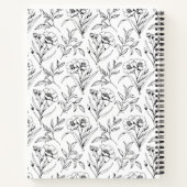 Schwarz-Weiß-Linde Florals Notizblock (Rückseite)