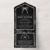 Schwarz-weiß Line Art Coquette Bow Babydusche All In One Einladung (Innen Boden)